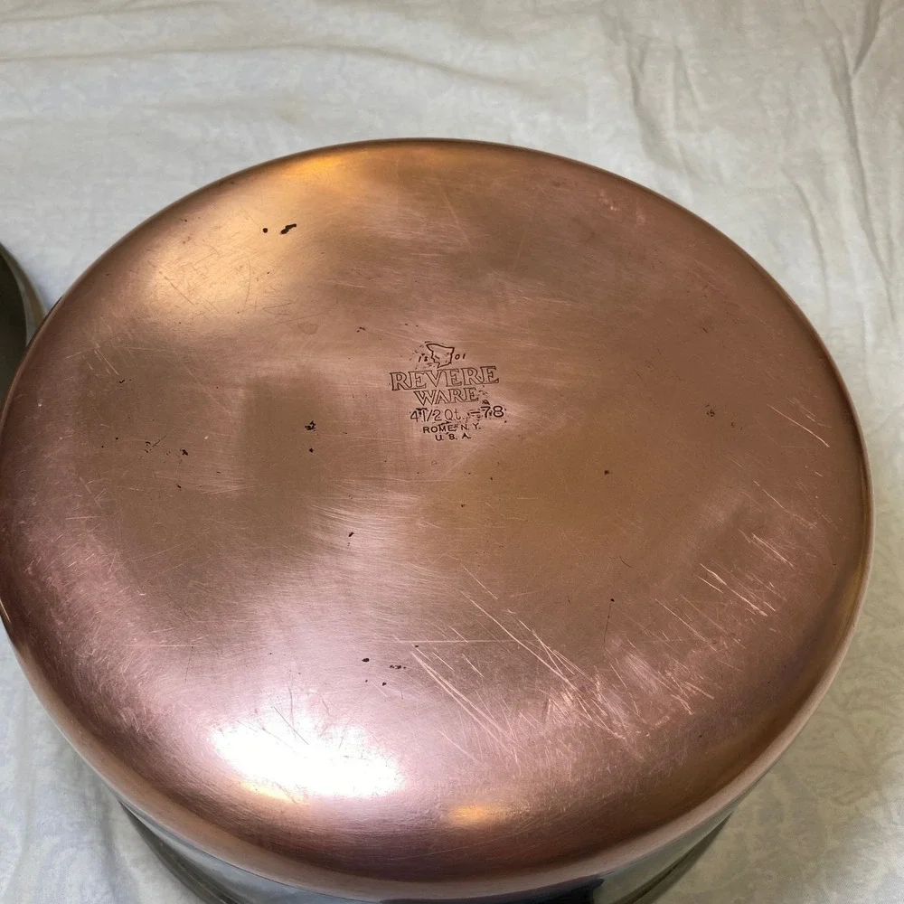 Revere Ware 1801 4.5 Qt Dutch Oven Stock Pot Copper Bottom w/Lid #78 USA